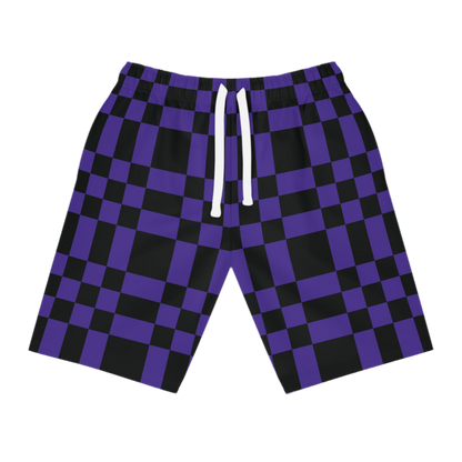 Black and purple checkered shorts