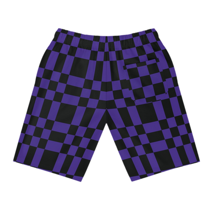 Black and purple checkered shorts